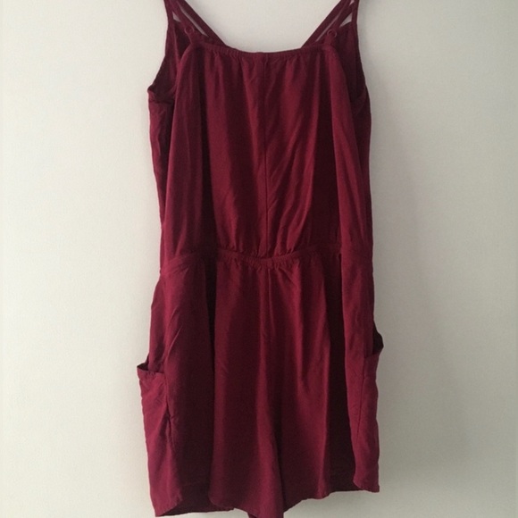Express Maroon Strappy Romper with Pockets | Sz S - Picture 6 of 7